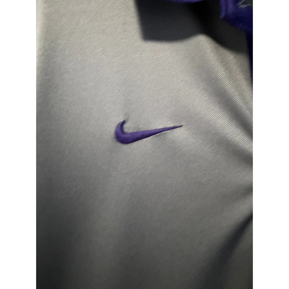 Nike Polo Shirt Mens L Grey Purple K-State Wildcats Dri-FIT